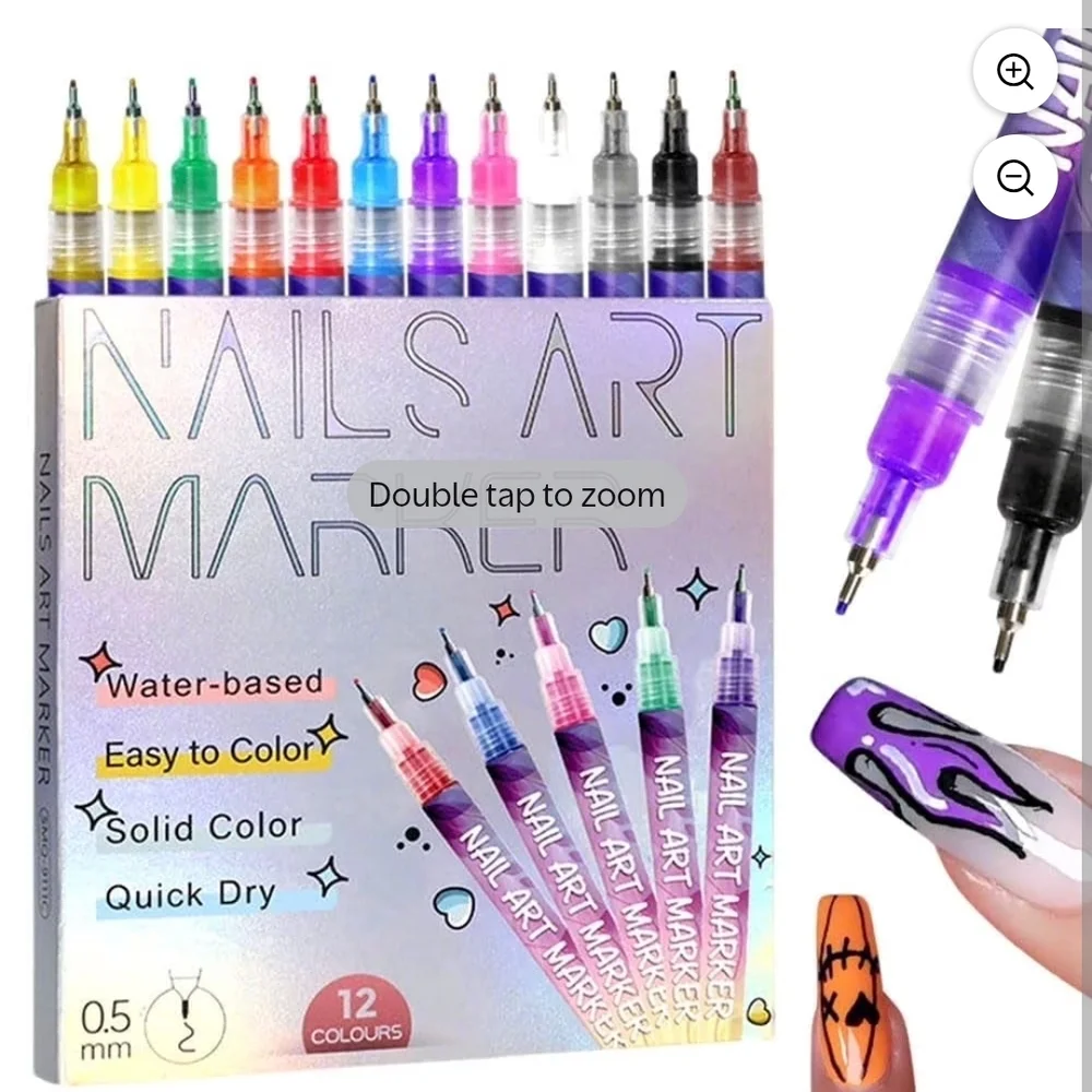 12 Colors 3D Nail Polish Pens for Painting, Nail Art Pens Set, 2025 Upgrade Nail